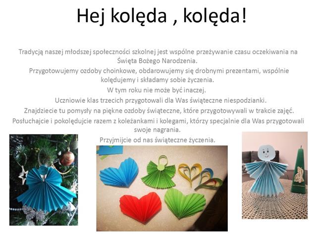 Zdjęcia przedstawiające ozdoby choinkowe.