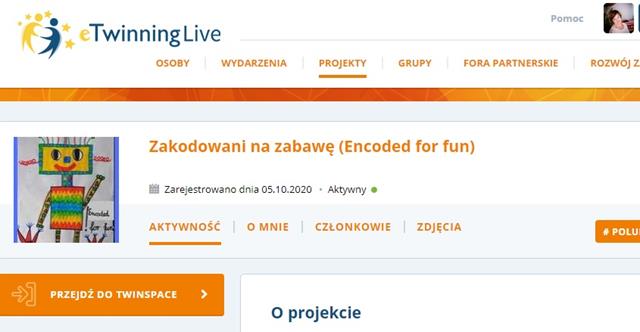 Zrzut ekranu prezentujący platformę eTwinning.