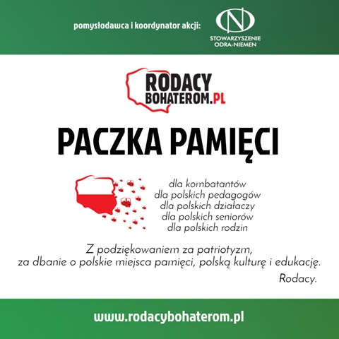 Plakat promujący akcję „Rodacy Bohaterom. Paczka Pamięci.”