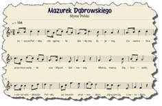 Zapis nutowy „Mazurka Dąbrowskiego”.