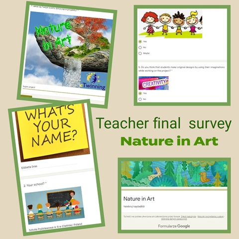 Kolaż zdjęć podsumowujących udział w projekcie “Nature in Art”.