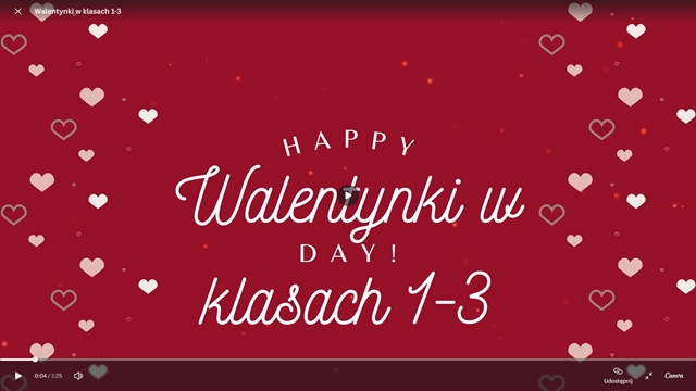 Zdjęcie informujące o walentynkach w klasach 1-3.