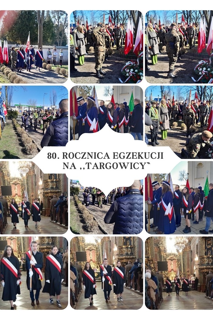 Relacja fotograficzna z obchodów 80. rocznicy egzekucji na Targowicy, na zdjęciach szkolnych pocztów sztandarowych z chełmskich szkół. 