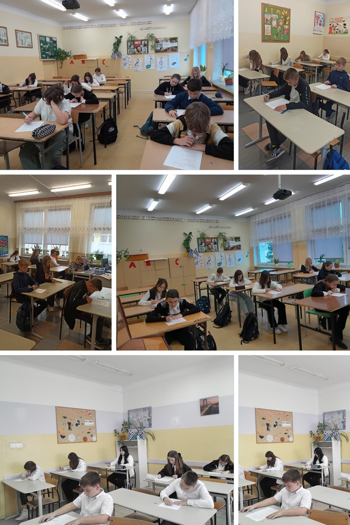 Kolażu zdjęć uczniów piszących konkurs kulturoznawczy „Grecja bez tajemnic”. Uczniowie sprawdzali w nim swoją wiedzę w zakresie geografii, historiii i mitologii.