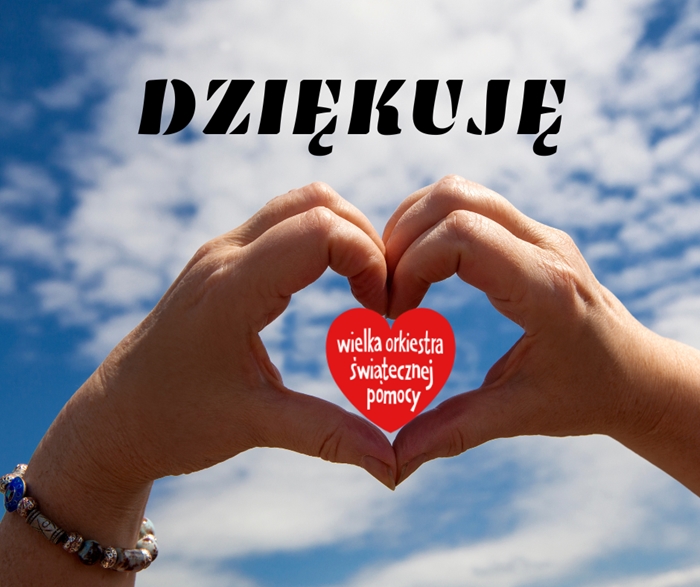 Podziękowania w formie plakatu od Wielkiej Orkiestry Świątecznej Pomocy.