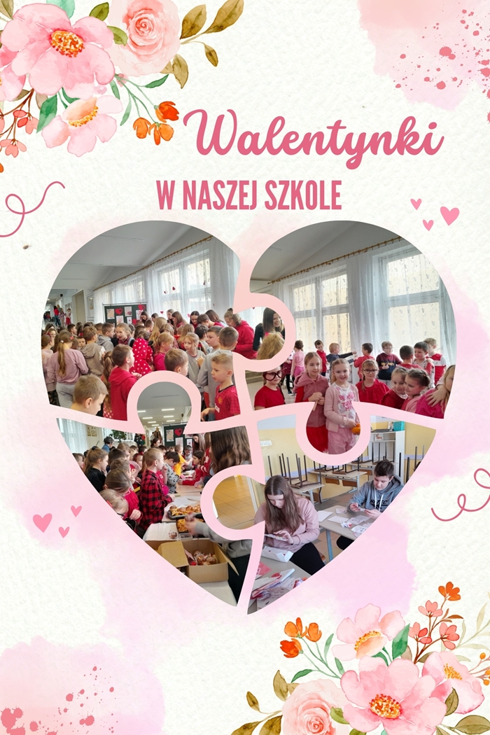 Uczniowie podczas radosnych zabaw z okazji walentynek.
