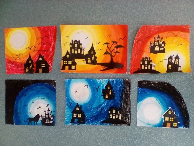 Zdjęcie tablicy, na której znajdują się prace plastyczne uczniów.