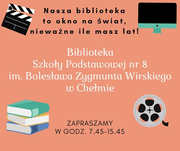 Zaproszenie do korzystania ze zbiorów biblioteki szkolnej.
