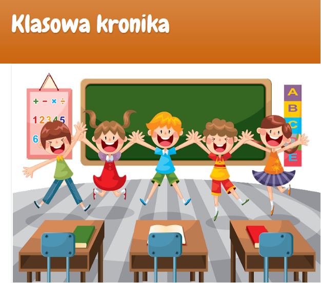 Animacyjny plakat przestawiający uśmiechniętych uczniów w sali lekcyjnej. Uczniowie podskakują, w tle tablica lekcyjna. 