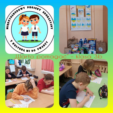 Kolaż zdjęć uczniów klasy 3c podczas działań związanych realizacją projektu “Z kulturą mi do twarzy”.