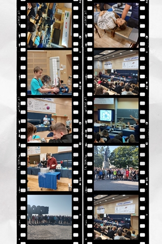 Fotorelacja z wycieczki edukacyjnej na zdjęciach uczniowie podczas pokazów fizycznych oraz wizyty w Państwowym Muzeum na Majdanku.