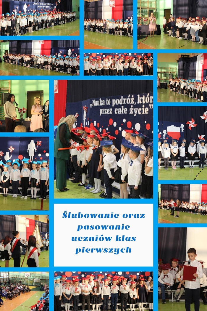 Ślubowanie oraz pasowanie uczniów klas pierwszych to ważny dzień dla naszych pierwszoklasistów.  Od września br. w naszej placówce są cztery klasy pierwsze i wszyscy uczniowie w odświętnych strojach ślubowali,  że pracą i zaangażowaniem będą godnie reprezentować szkołę.