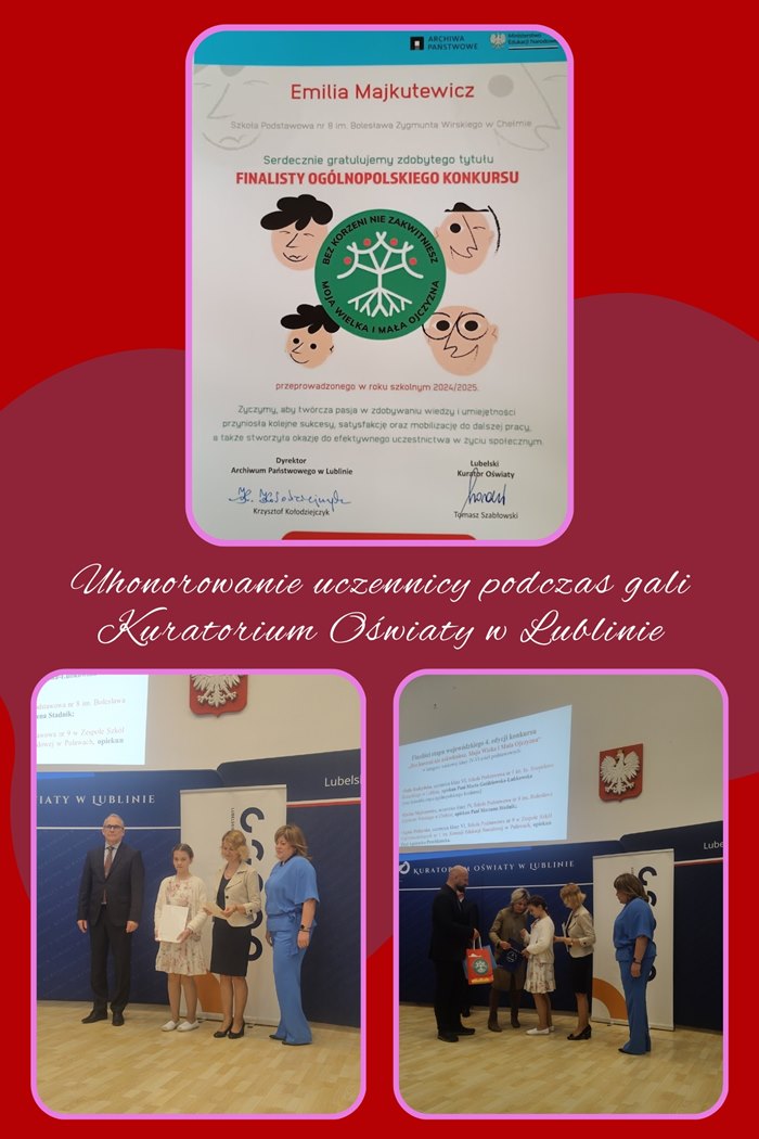 uhonorowanie uczennicy podczas gali kuratorium oswiaty w lublinie