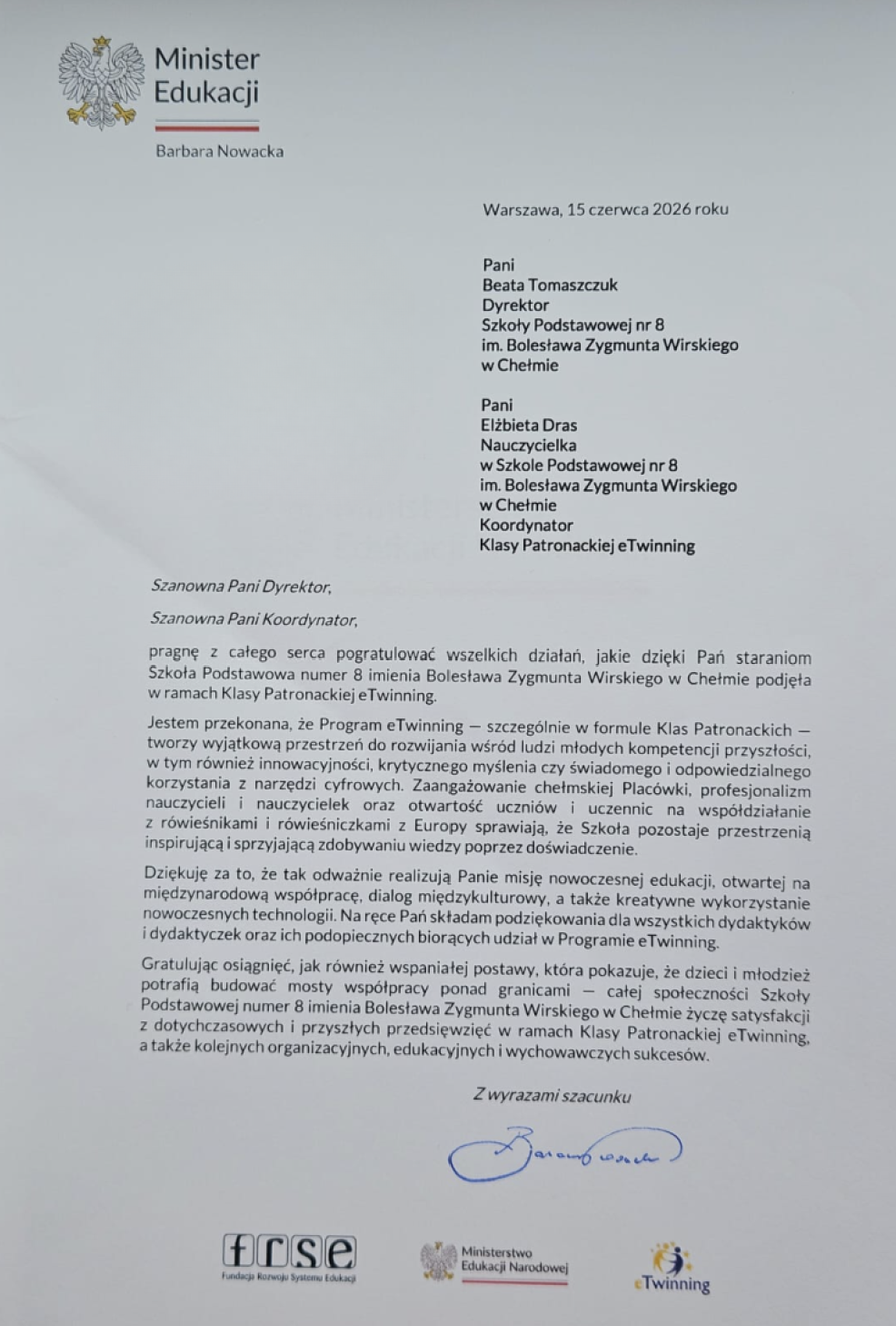 list z ministerstwa