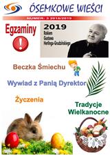 Pierwsza strona ze szkolnej gazetki. Na zdjęciu elementy wielkanocne.